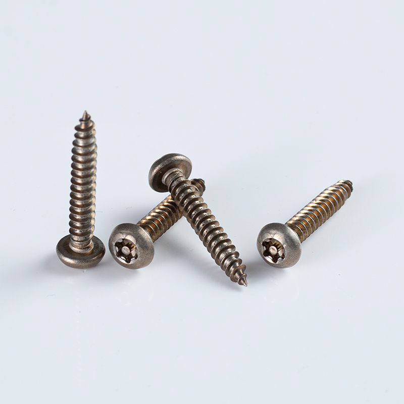 Tornillo autorroscante Torx resistente a manipulaciones con cabezal de sartén chapado en bronce