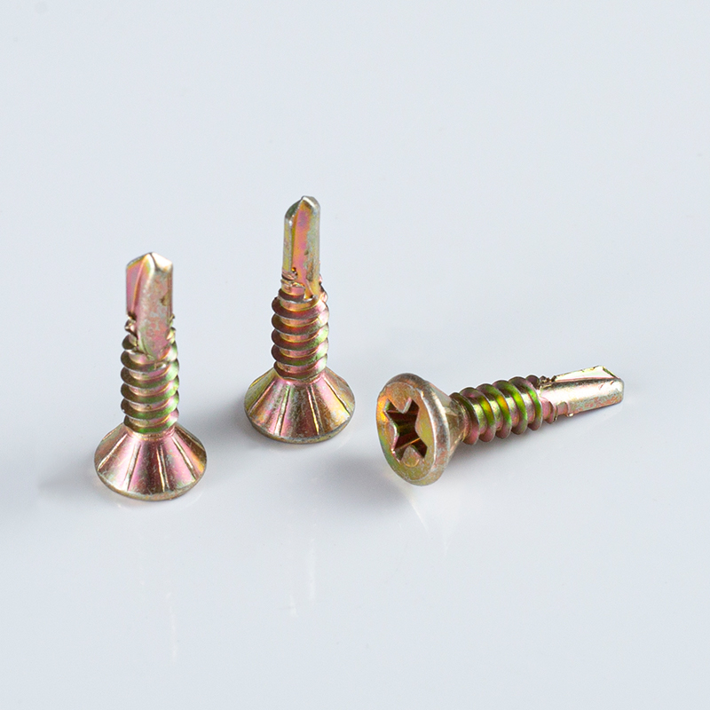 Cabezal avellanado amarillo zinc de 8-18 x 20-35 con alas Tornillo autoperforante