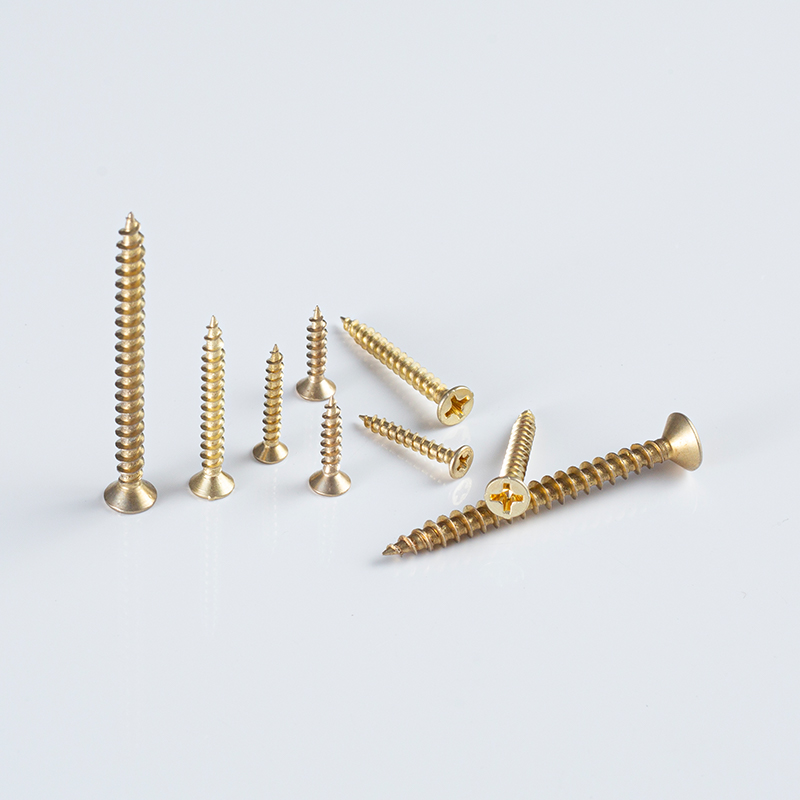 Tornillo de bisagra de cabeza avellanada empotrada cruzada de latón 8G x 25-50 (latón amarillo)