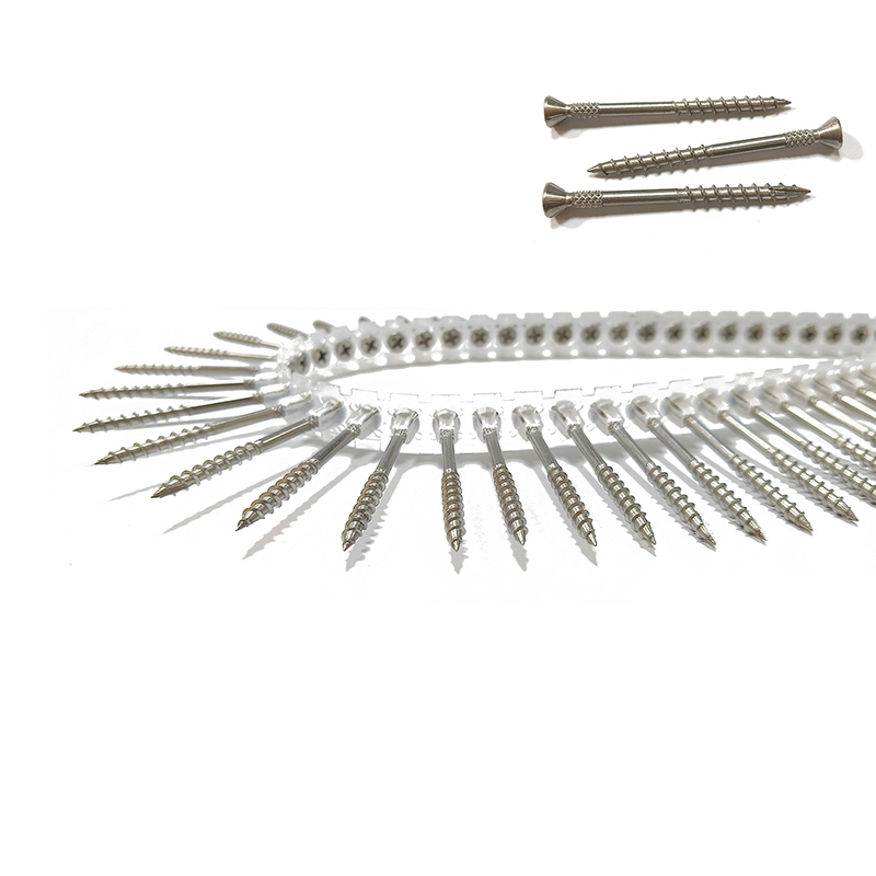 Tornillo autorroscante de 4 nervaduras con cabezal avellanado de acero inoxidable y arandela en relieve 8-10x45